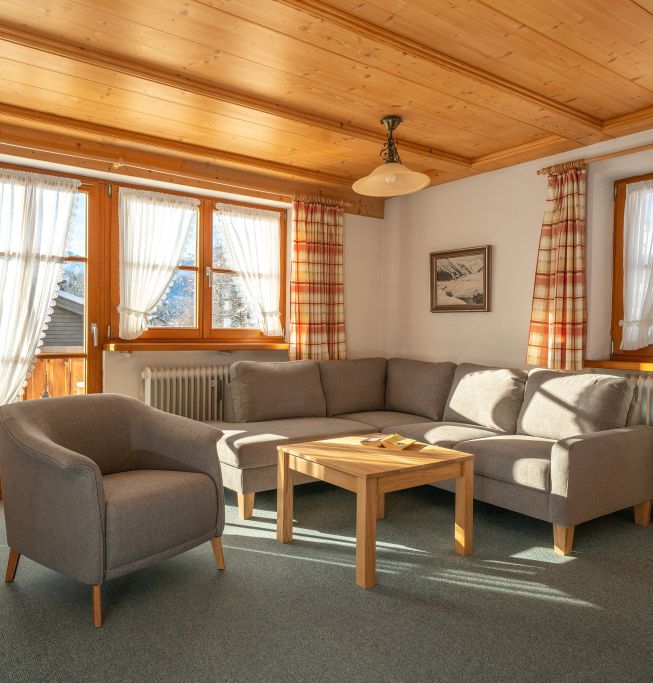 Das Wohnzimmer der Ferienwohnung für 2 bis 5 Personen in Oberstdorf